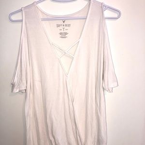 White Open Shoulder Top